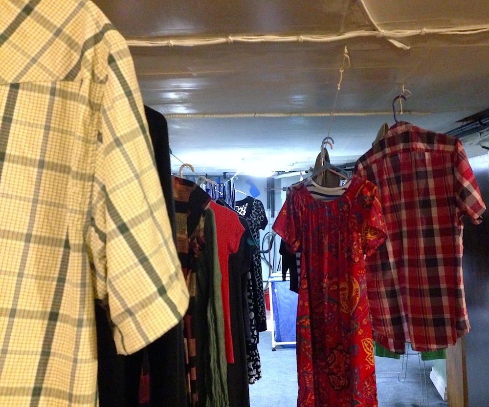 Our laundry drying in the basement