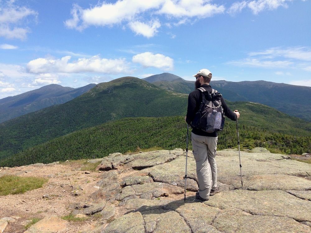 Mr. FW gazing towards our ridge walk from Mt. Pierce to Mt. Eisenhower. Part of the beauty of this hike is how long you spend above tree line.