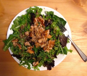 Salad with frozen Costco Salmon for dinner. YUM